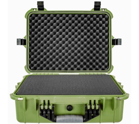 Eylar Medium 20in Protective Gear Case Water and Shock Resistant w/ Foam, Green,
