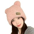 thumbnail image 2 of Cute Plush Bear Ear Beanie Hats;Women's & Girls' Winter Warm Faux Fur Knitted Caps;Adorable Design Bucket Hats with Bear Ears Pom Pom;Gift-worthy Autumn-Winter Fashion Accessory, 2 of 5