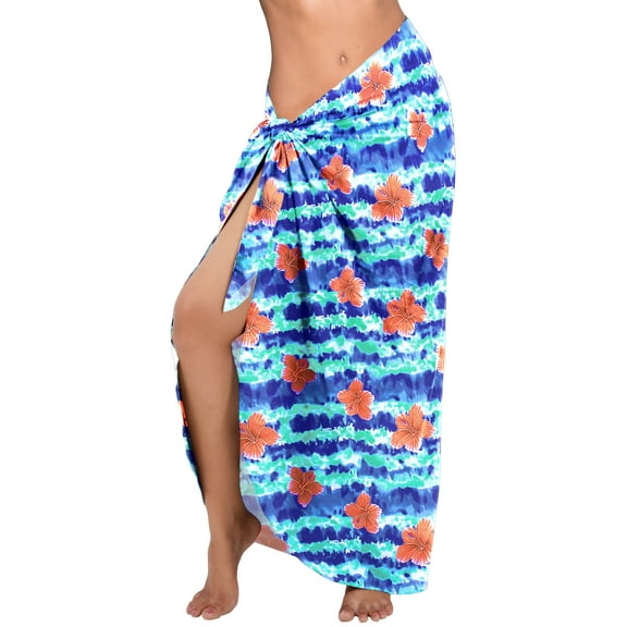 HAPPY BAY Women's Beach Cover up Wraps Skirt Beachwear Swim Summer Pareos Long Swimwear Coverups Cover-up Bikinis Cover up One Size Prussian, Floral