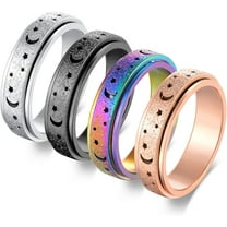 Anxiety Fidget Relief Spinner Rings for Women 6 mm Stainless Steel Worry Stress Relieve Ring Band Set for Anxiety Women Men Size 5-11