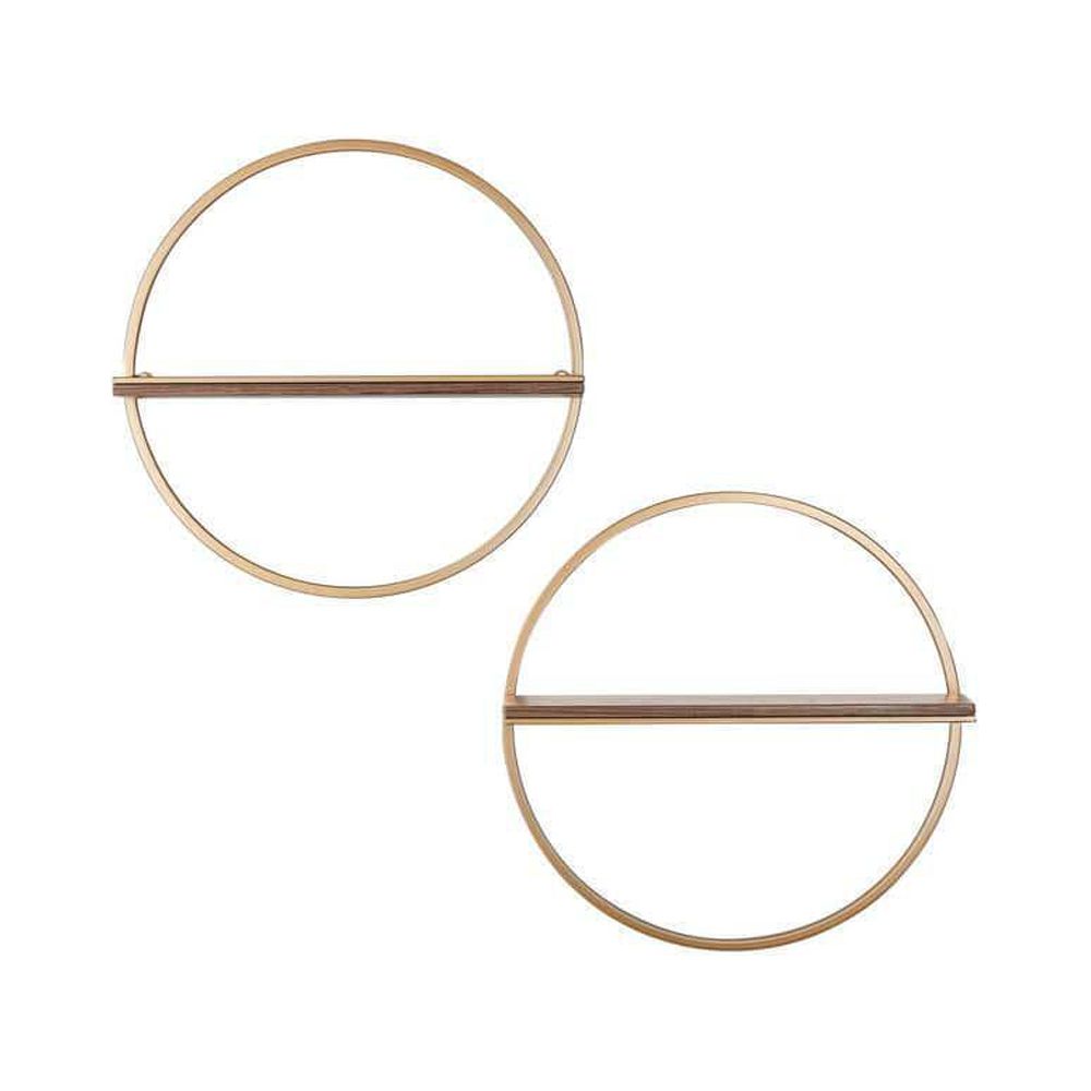 StyleWell Floating Shelf 15"H x 15"W x 4"D WallMount Wood Metal Gold