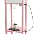 thumbnail image 6 of Simple Designs 62.5" 3-Shelf Etagere Organizer Storage Floor Lamp w/ USB Ports, Charging Outlet, Light Pink, 6 of 11