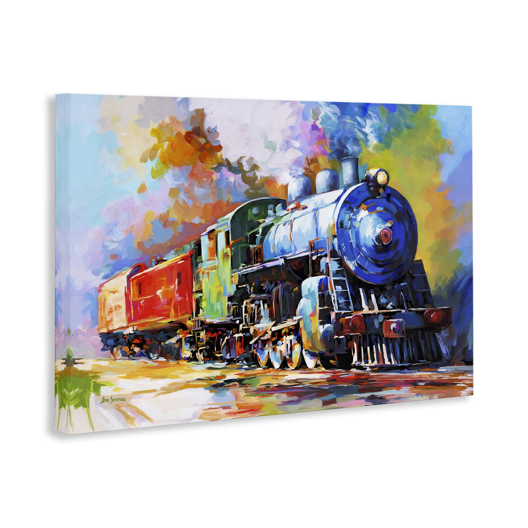 Stupell Industries The Last Train Transportation Painting Wrapped Canvas Art Print Wall Art, 45 x 30