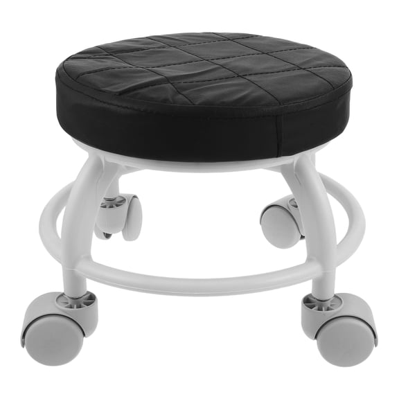 LEORX Heavy Duty Rolling Stool Black Plastic 1 Set