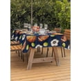 thumbnail image 3 of Outdoor Tablecloth with Umbrella Hole for Patio/Picnic/Party/Camping, Brown Basketball Football Waterproof Table Cloth Rectangle Table Cover Washable, Ball Watercolor Navy Blue (54"x 80"), 3 of 8