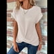 thumbnail image 4 of Camisetas para Mujer, Camisetas Informales con Mangas Murciélago Lisas y Dobladillo Cruzado, Camisetas Ajustadas A Lechoso M, 4 of 8