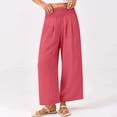 thumbnail image 4 of Workout Casual Pants for Women Solid Color Cropped Pants High Waisted Straight Leg Casual Pants Ice Wrinkled Style Slightly Elastic Beach Pants Pants M, 4 of 6