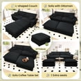 thumbnail image 4 of Dinosisco Modular Sectional Cloud Couch with 2 Reversible Ottoman, Oversized 2 Seater Indoor Chaise Lounge L-Shaped Small Space Corduroy Sofa for Living Room/Apt, Black, 4 of 9