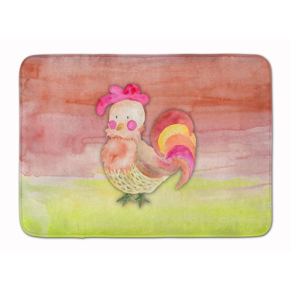 Rooster Watercolor Machine Washable Memory Foam Mat