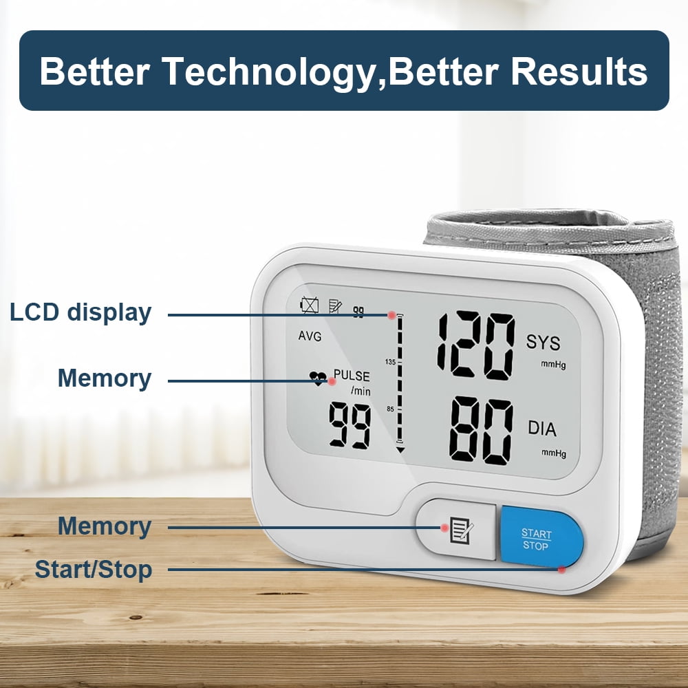 Aoibox Automatic Wristband Bp Monitor Portable Blood Pressure Monitor with  Adjustable Wrist Cuff LCD Display Large Memory SNSA05IN019 - The Home Depot