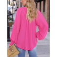 thumbnail image 5 of Weardear Womens Long Sleeve Blouse Chiffon Smocked Puff Sleeve Blouses Business Casual V Neck Tunic Tops, 5 of 8