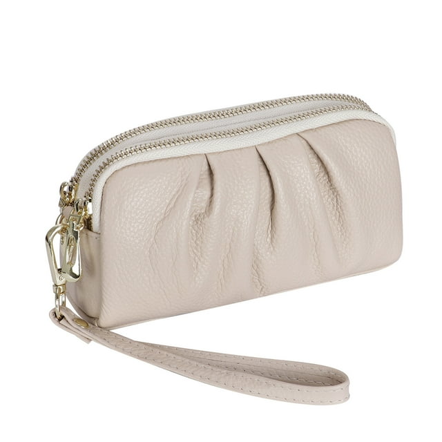 KAWELL Portefeuilles-Poignets pour Femmes en Cuir Véritable Sacs à Main Pochette-Poignet Froncée Portefeuille