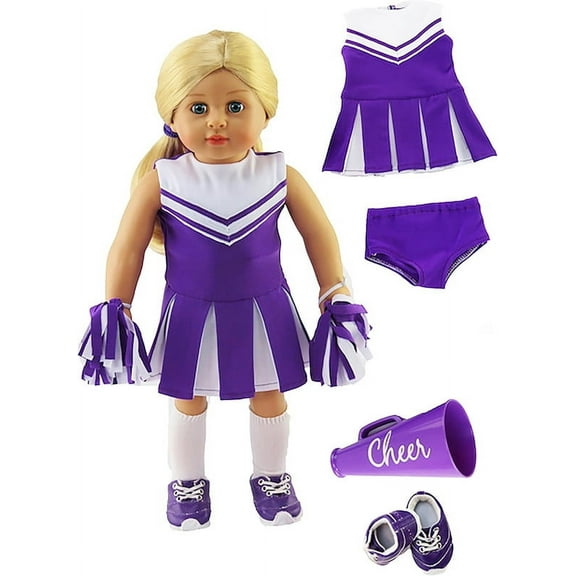 Purple Cheerleader with Shoes and Accessories for 18 inch dolls