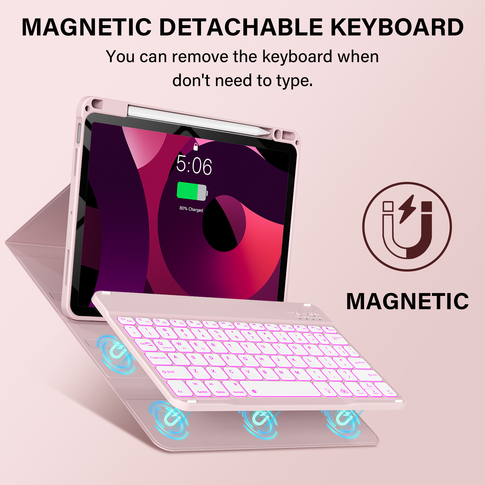 Kenke Keyboard Case for iPad Air 11-Inch M4/M3/M2, Pink photo 7