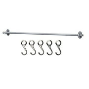 Ikea Steel Kitchen Organizer Set, 31 Inch Rail, 5 Hooks (1, Silver - Nickel Plated)