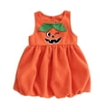 thumbnail image 2 of YUNLIUU Toddler Girl Pumpkin Dress Sleeveless Pumpkin Outfit Kids Dress up Halloween,1-2 Years,Orange-3, 2 of 5