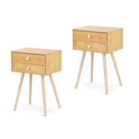 Wright Mid Century Walnut Nightstands By Bellamy Studios Set Of 2 Walmart Com Walmart Com
