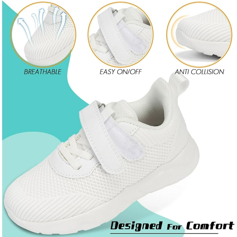 Kids Shoes Lightweight Athletic Running Sneakers with Velcro Breathable Tennis Shoes for Boys Girls Little Kid Big Kid