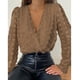 thumbnail image 2 of Blusa de manga larga de encaje Ticfox marrón L, 2 of 6