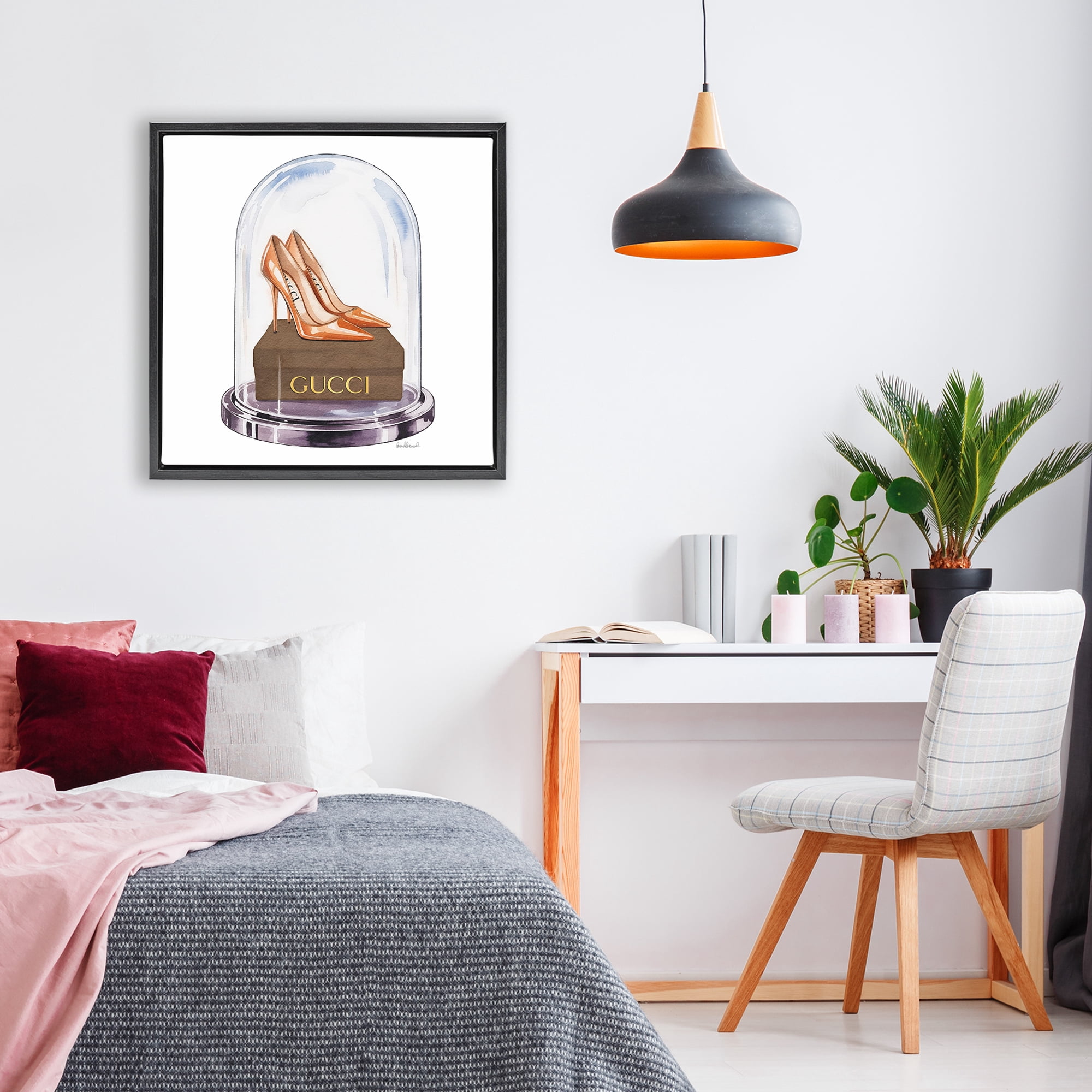 Stupell Industries Satin Heels in Bell Jar Black Framed Floater Canvas Wall Art, design by Amanda Greenwood