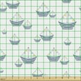thumbnail image 2 of Nautical Fabric by the Yard, Sea Sailing Boats Triangle Banner Flags Geometric Ocean Marine, Decorative Upholstery Fabric for Chairs & Home Accents, Pale Blue White by Ambesonne, 2 of 5