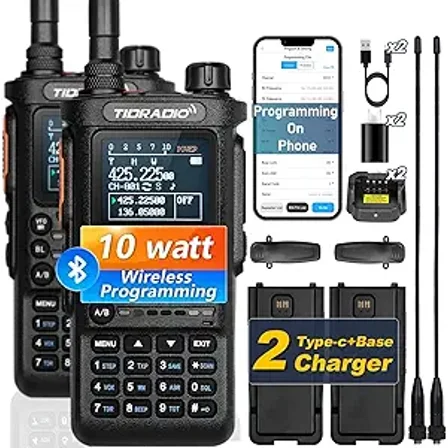 TIDRADIO TD-H8 3rd Gen 10W Ham/GMRS Two Way Radio with Long Range Programmable Ham Radio-AM-FM-NOAA, Black-2Pack