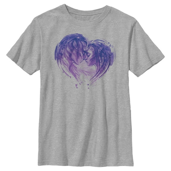 Boy's Avatar: The Way of Water Neytiri and Jake Sully Watercolor Heart Graphic Tee Athletic Heather Large