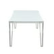 Dining Table with Glass Top and Metal Legs, White and Chrome- Saltoro
