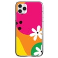 thumbnail image 1 of DistinctInk Clear Shockproof Hybrid Case for iPhone 12 Pro MAX (6.7" Screen) - TPU Bumper, Acrylic Back, Tempered Glass Screen Protector - Summer Vibes Bold Flower Orange Pink Yellow, 1 of 2