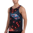 thumbnail image 2 of Daiia Cosmic Red Sparkle Dice Printed Men's Quick Dry Fit Muscle Tank Top Slim-Fit Tank Workout Tank Top Lightweight Sports Tank Top-X-Large, 2 of 7