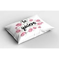 thumbnail image 2 of Ambesonne Spanish Pillow Sham 2 Pack, Te Quiero Rose Flower, 30"x20", Pink Black White, 2 of 3