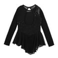 thumbnail image 4 of Kvysinly Kids Girls Sparkly Sequins Ballet Lyrical Dance Dress Long Sleeve Gymnastic Tutu Leotard Black 4, 4 of 5