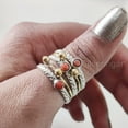 thumbnail image 6 of Natural Coral Spinner Ring, Beaded Meditation Ring, 925 Sterling Silver Ring, 5 Spinning Ring, Two Tone Ring, Fidget Ring, Handmade Jewelry, Christmas, Womans Band Ring, Anxiety Ring, Gifts, 6 of 7