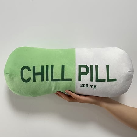 Chill Pill Plush Pillow 15.7 Inch Decorative Capsule Body Pillow Soft Polyester Stuffed Cushion for Bed Couch Decor