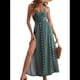 thumbnail image 2 of Vestido de Verano para Mujer, , con Escote en V, Estampado Floral, Estilo Tropical, con Abertura Lateral para Playa Verde M, 2 of 10