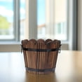 thumbnail image 4 of LRXIYODE Barrel Planter Small Pot Brown Wood Plant Container 1Set, 4 of 8