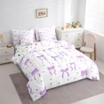 thumbnail image 3 of jejeloiu Kawaii Bowtie Ribbon 7-Piece Twin Bedding Sets,Purple Cute Loves Bedding Comforter Set For Girls Teens Reversible, 3 of 8