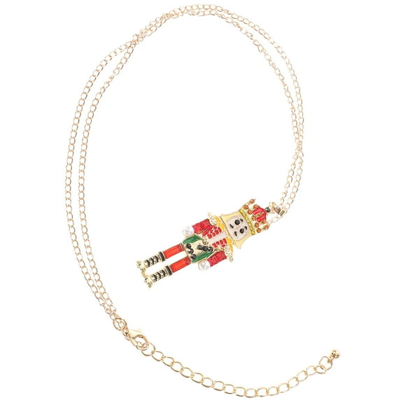 BESTYASH Christmas Nutcracker Necklace with Red Enamel Soldier Pendant and Zirconia Accent Holiday Jewelry
