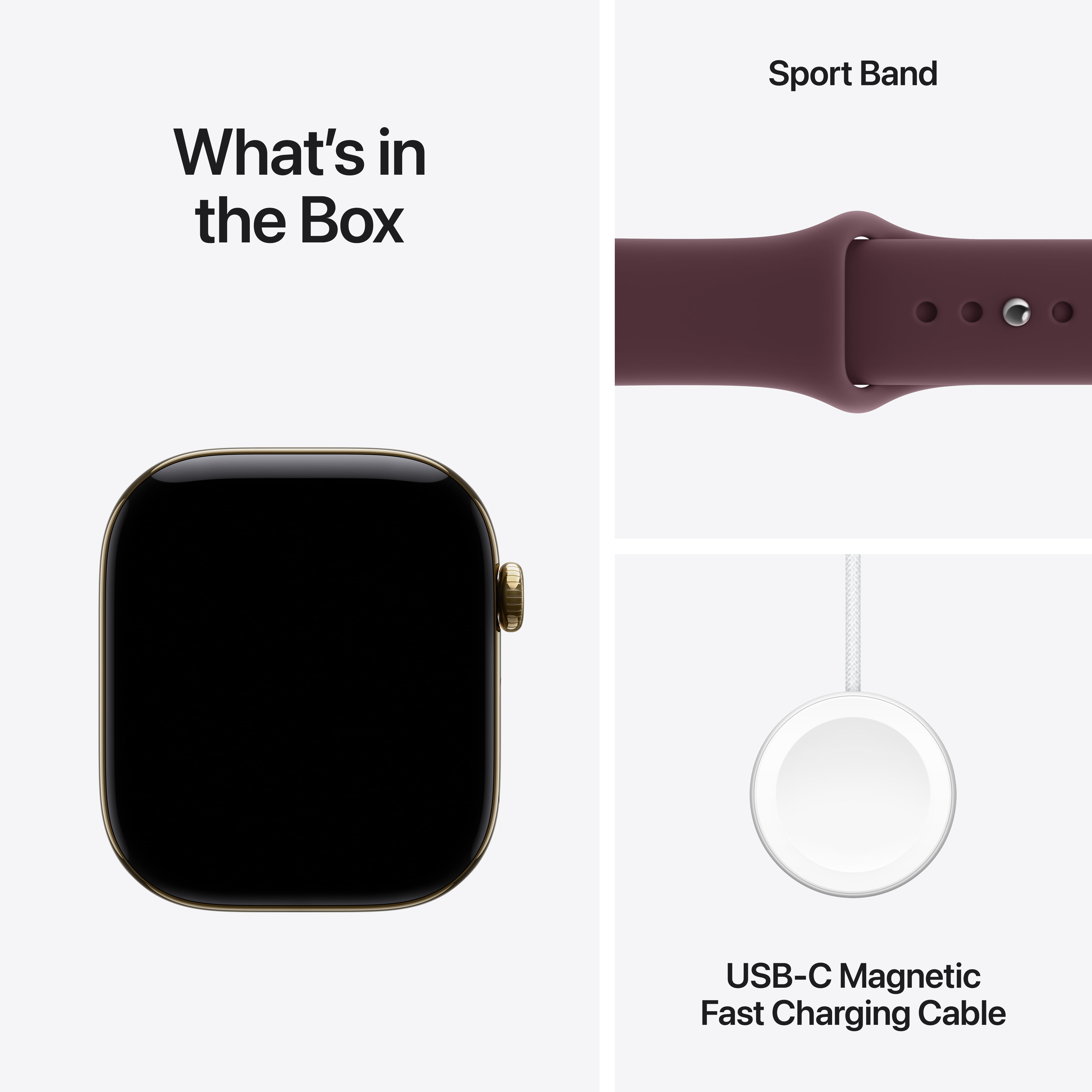 Apple Watch Series 12 GPS + Cellular 46mm Radiant Gold Titanium Case with Burgundy Sport Band - M/L