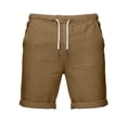 thumbnail image 4 of DDAPJ pyju Men's Bermuda Shorts Summer Fashion Cotton Linen Casual Shorts Rolled Hem Short Pants with Pockets Khaki XXXL, 4 of 7