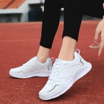 XIMIN Womens Arch Support Lace Up Leather Sneakers Wide Toe Box Orthopedic Shoes Walking Shoes Lightweight Tennis Solid Color Non Slip Running Fashion Casual Sneaker