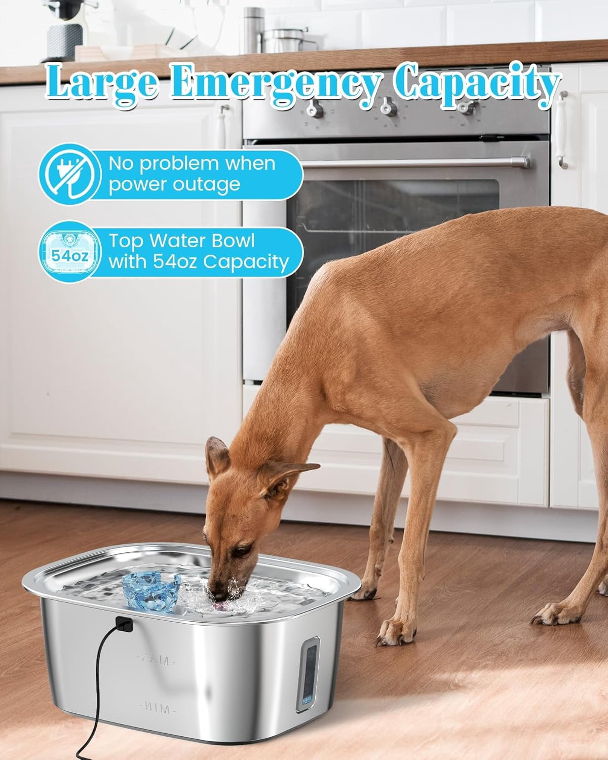 3 Galon Stainless Steel Dog Water Fountain for Large Dogs, Pet Water Fountain with 2 Filters, Automatic Dog Fountain Dog Water Bowl Dispenser Indoor, Quiet Pump, Dishwasher Safe