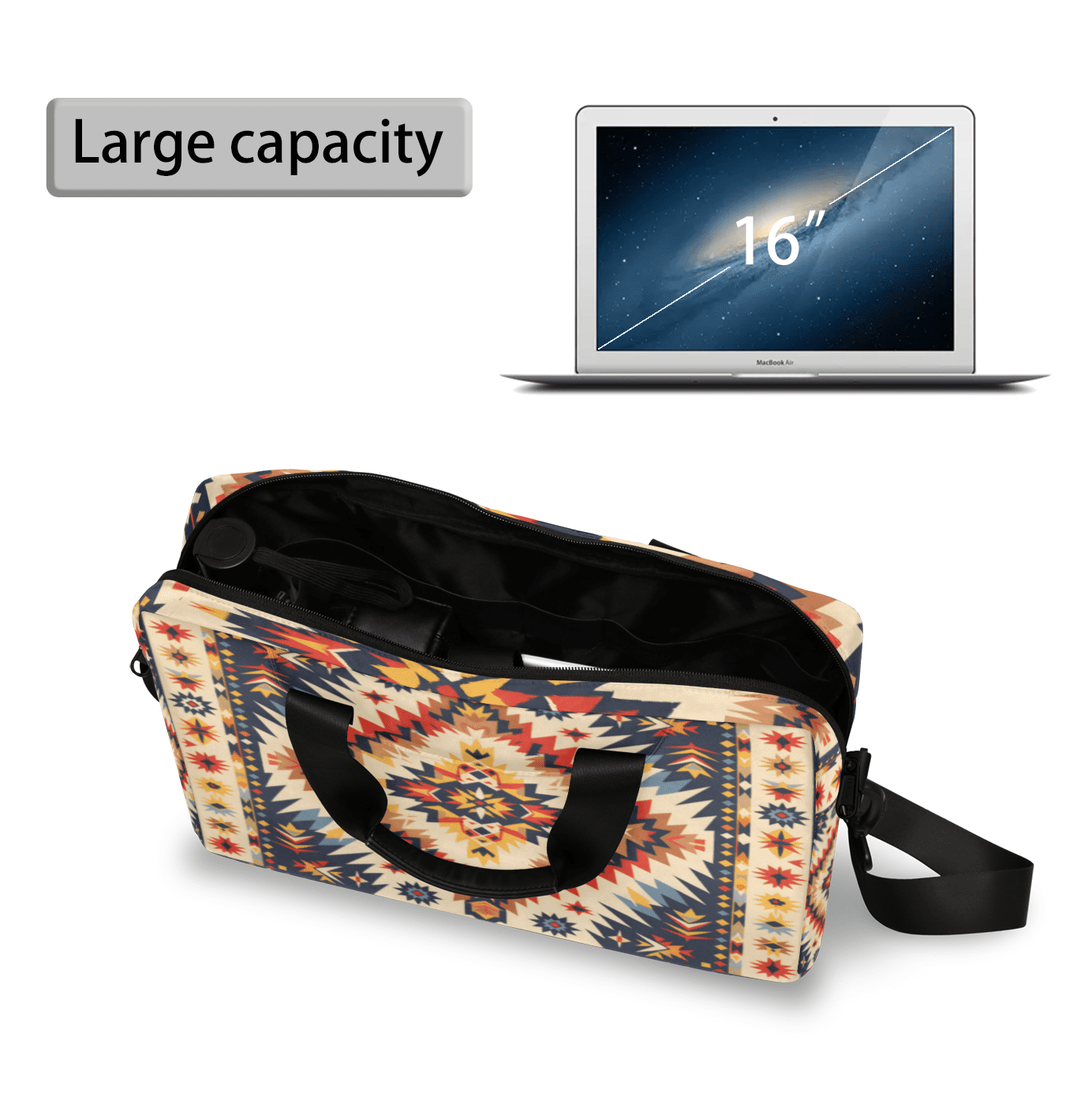 Herdesigns Aztec Geometric Stripes Laptop Bag for Women Men, Computer Case Briefcase Messenger Bags, 15-15.6 inch Laptop Sleeve Shoulder Bag