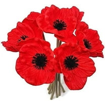 Anemone Poppy - 7 PCS Bouquet Real Touch Artificial Flowers for Floral Arrangements and Home Decor (10 Inches) (Red)