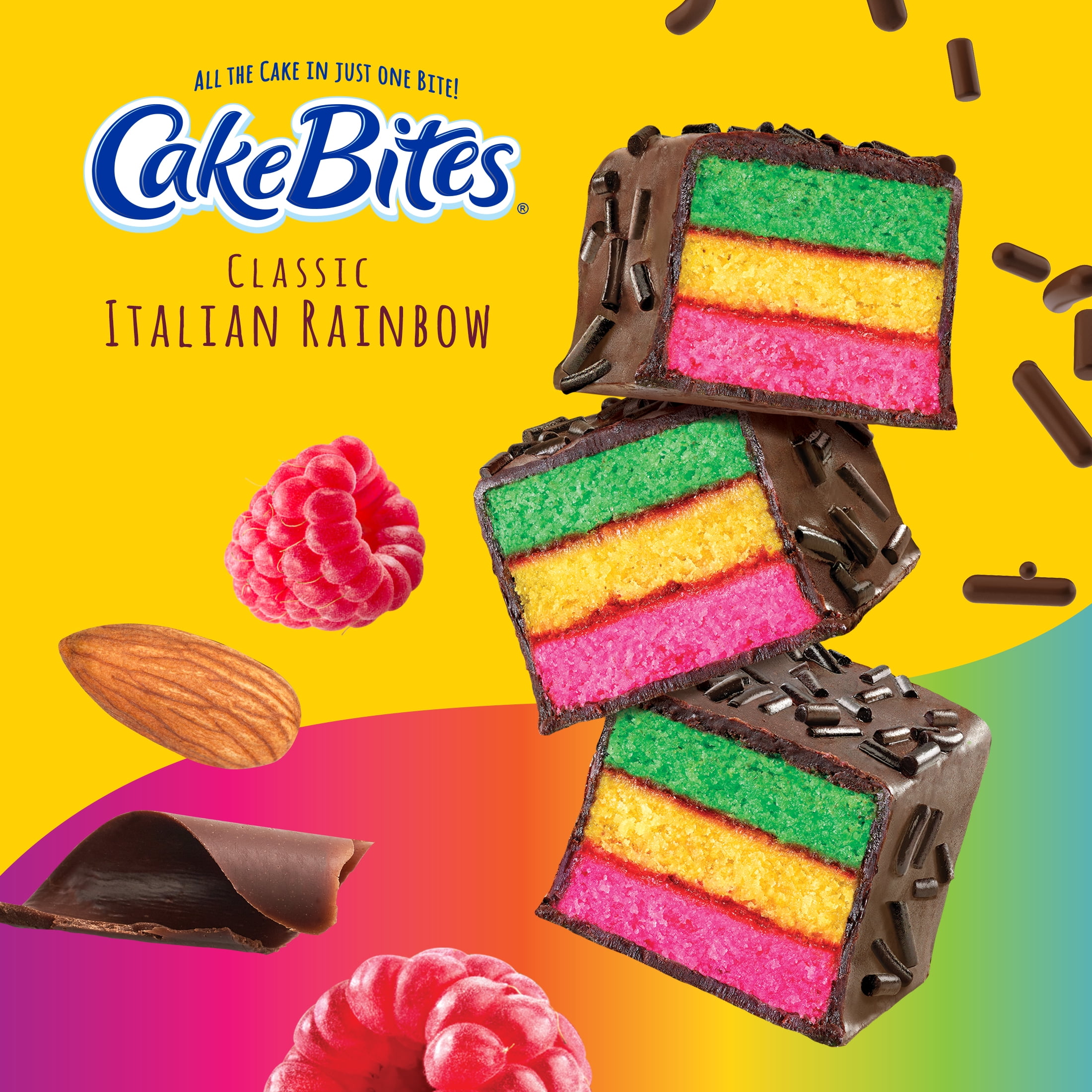 CakeBites Classic Italian Rainbow 4 Grab & Go Cakes, Family Pack