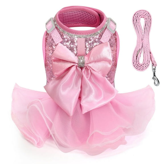 Pet Artist Dog Dress Lace Pet Puppy Cat Harness and Leash Set Cute Skirt Princess Small Dog