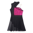 thumbnail image 4 of YONGHS Robe de Danse Ballet Moderne Col Montant Découpé Dos Nu Gymnastique Justaucorps Rose Vif 12, 4 of 7