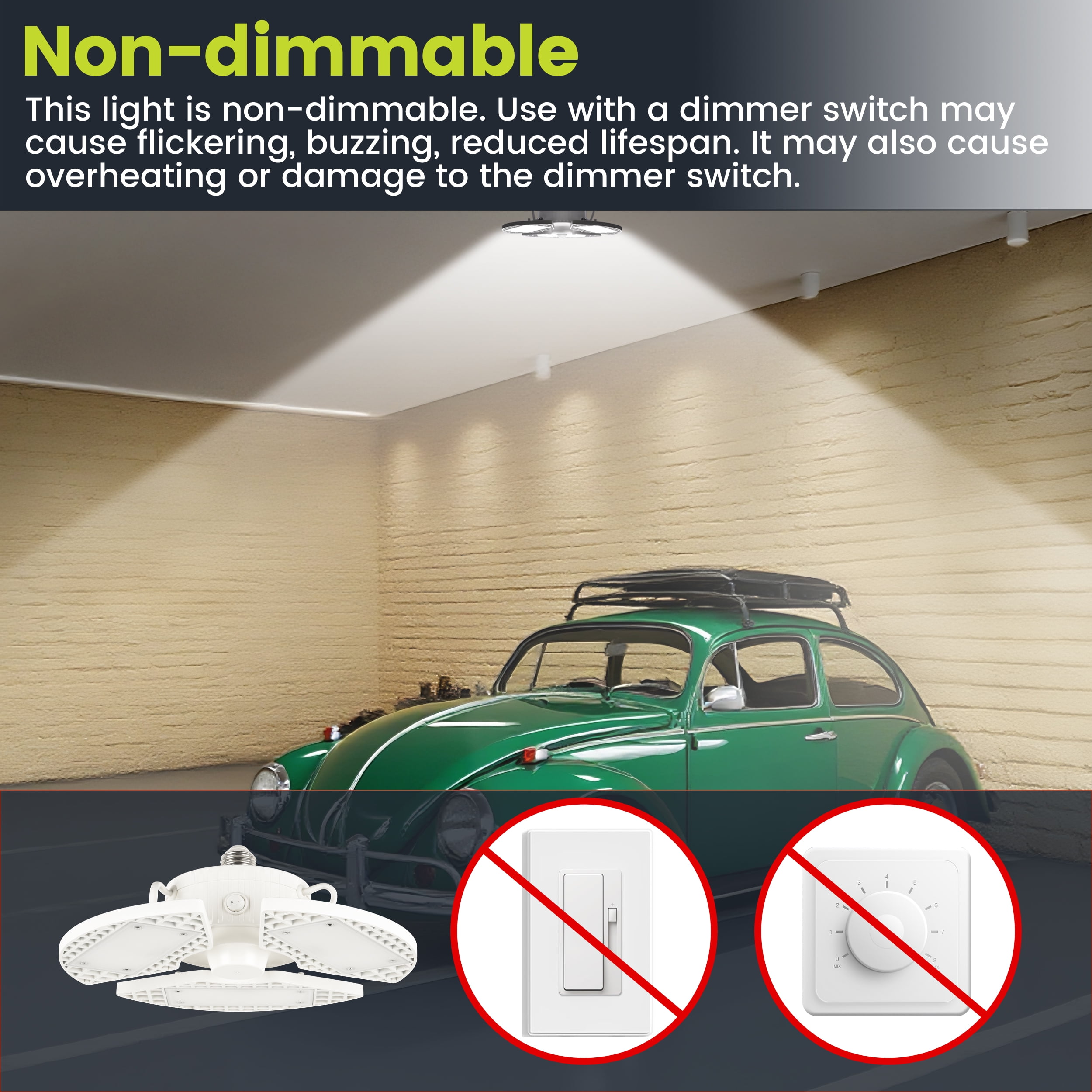 Green Watt LED Garage lights, 80-Watt (400 Watt Equivalent), 8000 Lumen, Motion Sensor Included, Daylight White (6-Pack)