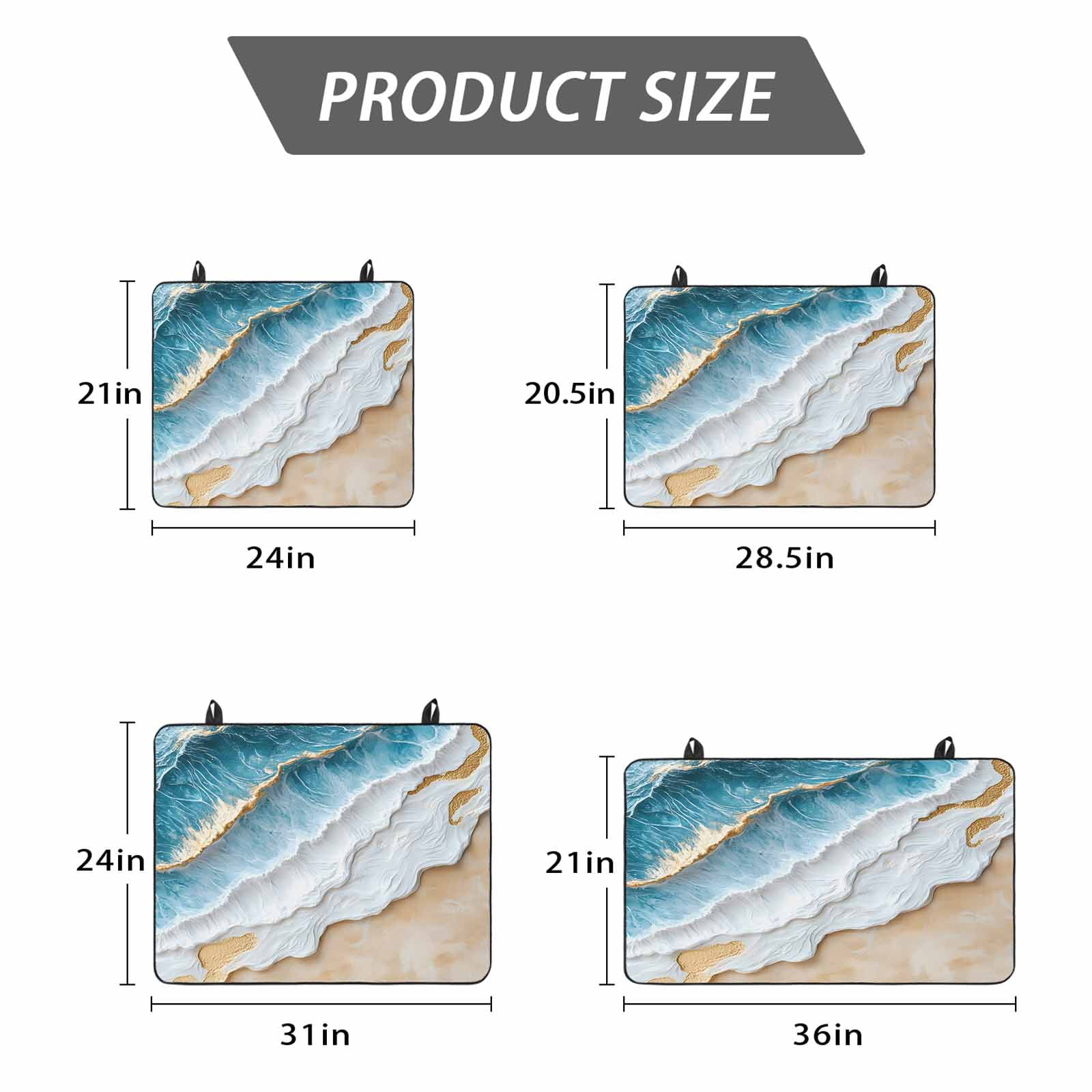 Coastal Beach Stove Top Cover for Electric Stove, Heat-proof & Non Slip Glass Top Stove Cover Protector, Nautical Ocean Blue Beige Seaside Kitchen Flat Cooktop Rubber Mat 24x21 Inches