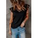 thumbnail image 3 of ABPHQTO Camiseta sin mangas con cuello en V acanalado de croché de encaje negro para mujer, 3 of 5